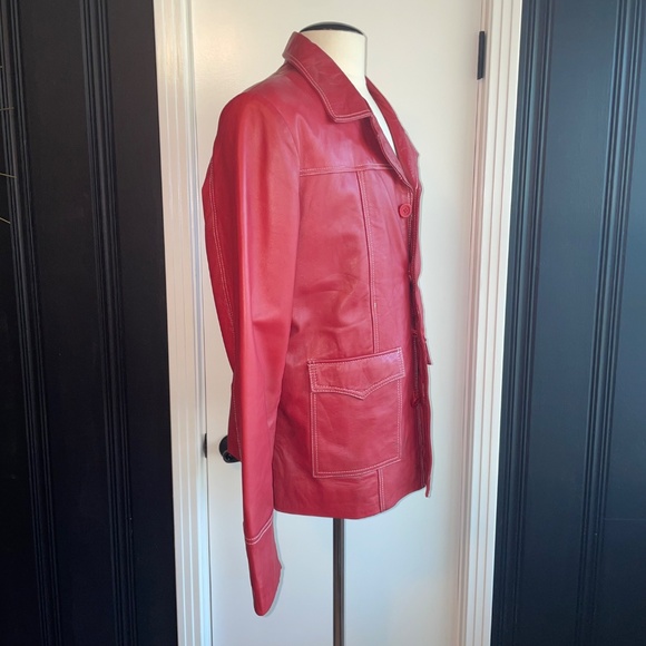 CAVA Vintage Style Red Leather Jacket - Picture 2 of 9